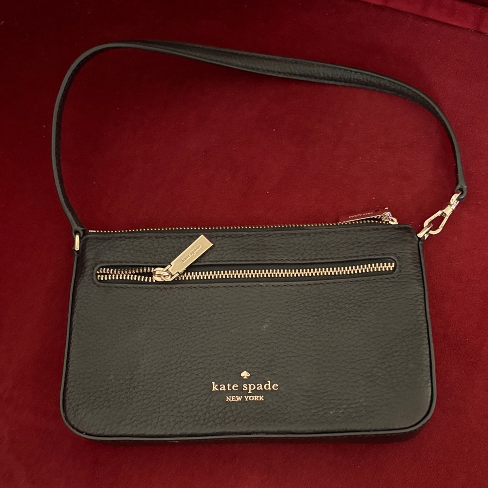 kate spade Black Leather Gold-Tone Hardware Crossbody